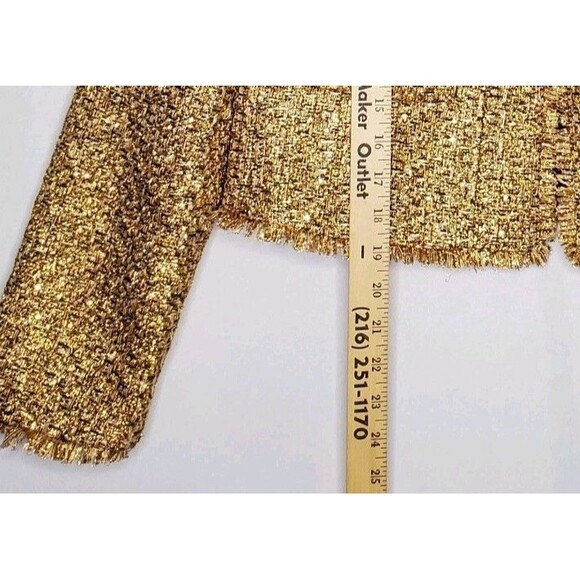 Express Metallic Crop Blazer Women Medium Gold Shimmer Textured Glam Party NYE - Picture 6 of 10